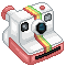 Camera I.C.E Avatar as will be displayed on your profile and forum posts. Looks like a polaroid camera with white and pink as the main colours with a rainbow stripe. There is a photo which comes out of the bottom as animation.
